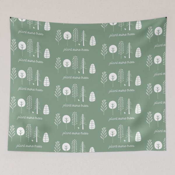 Item preview, Love your planet: Plant more trees + bird (white text) designed and sold by Ofeefee.