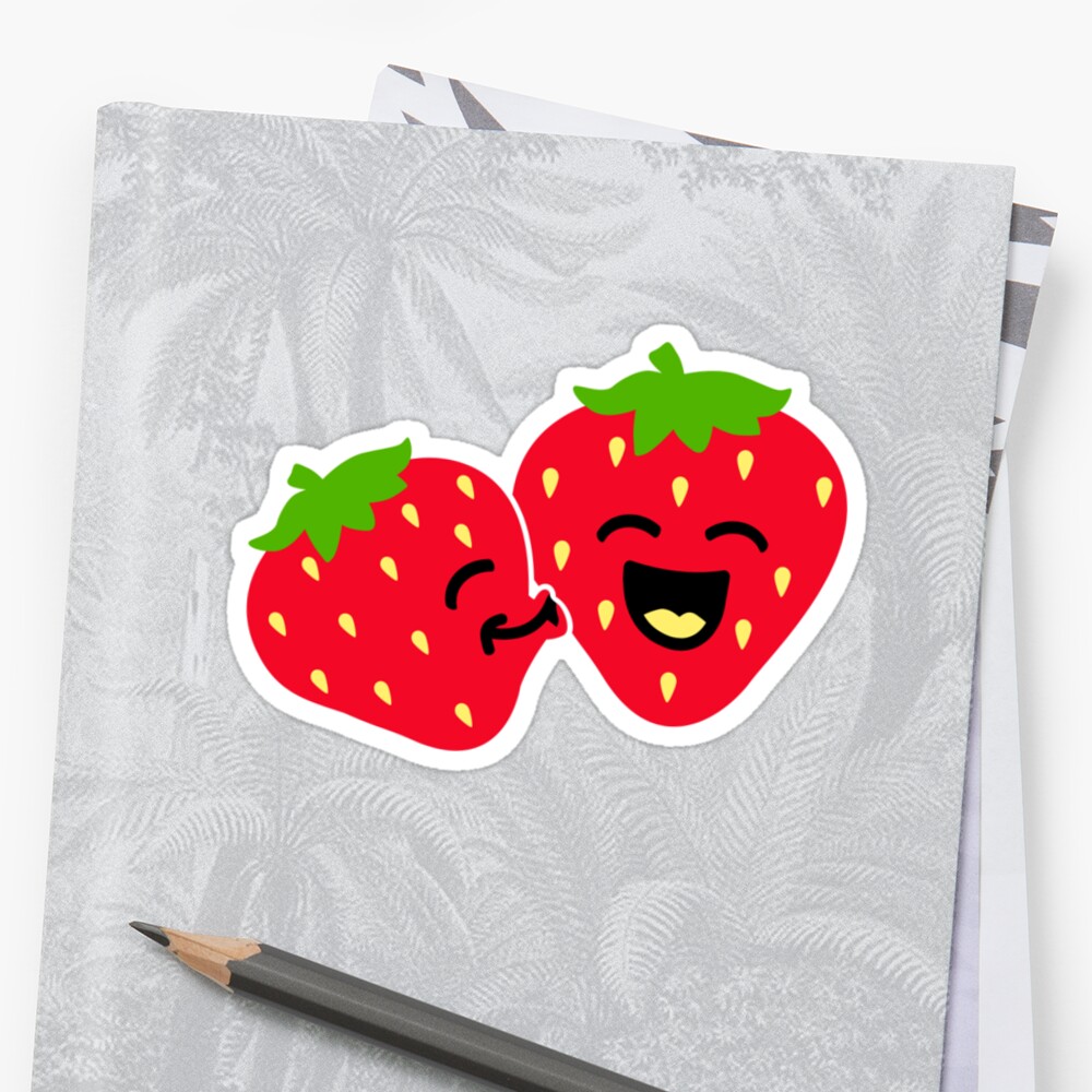 strawberry-kiss-stickers-by-cheesybee-redbubble