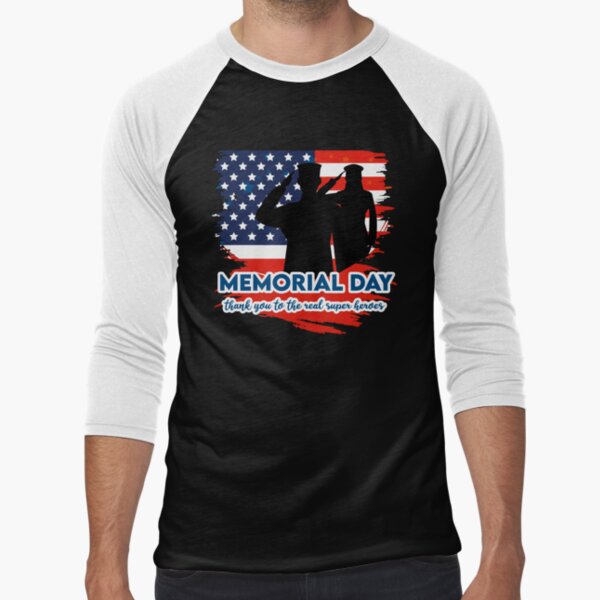 Memorial Day American flag . Happy Memorial Day | Baseball ¾ Sleeve T-Shirt