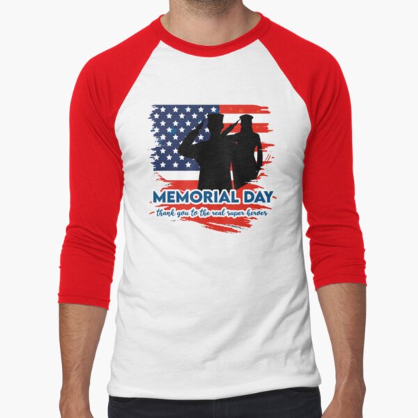 Memorial Day American flag . Happy Memorial Day | Baseball ¾ Sleeve T-Shirt