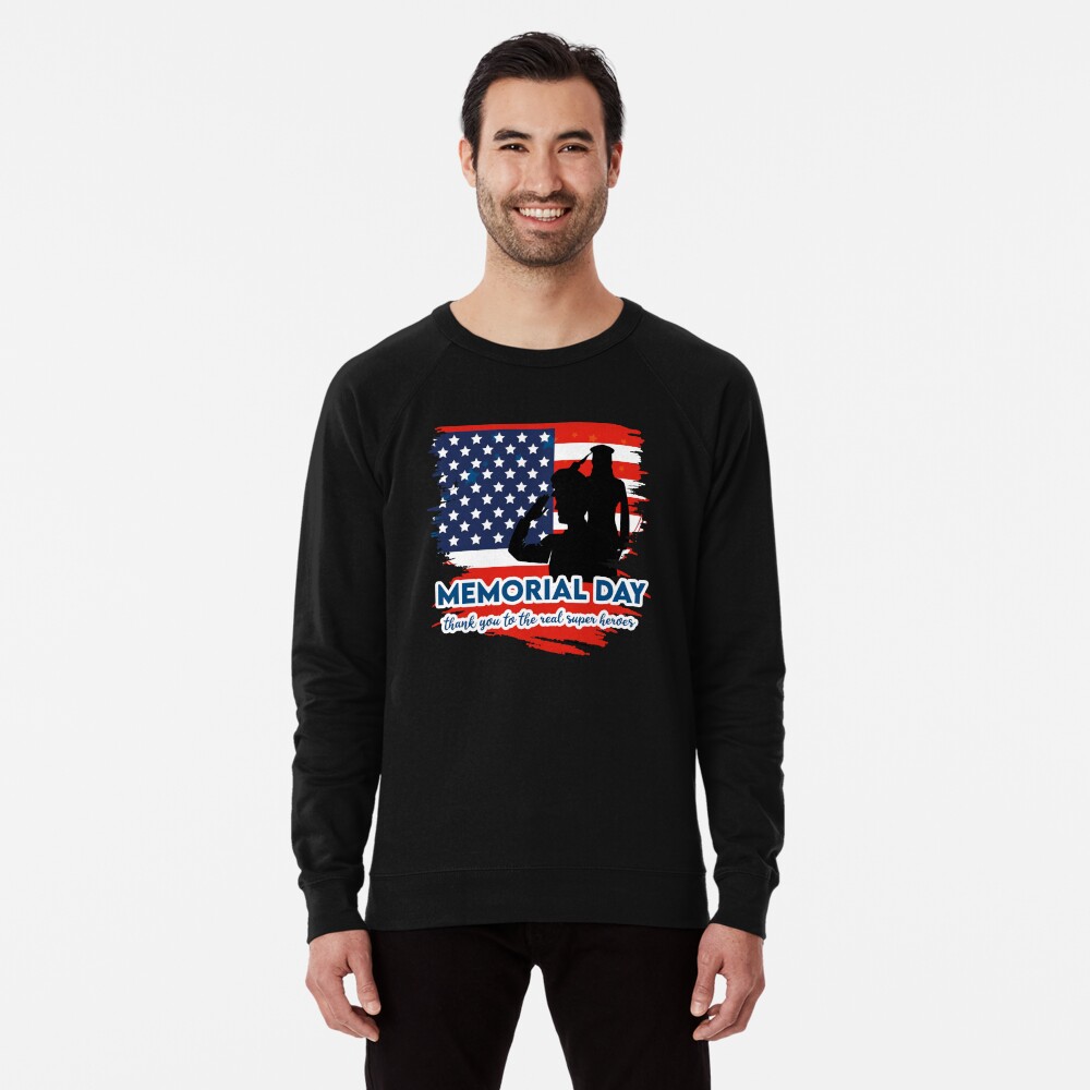 American Flags Happy Memorial Day Raglan Baseball Tee