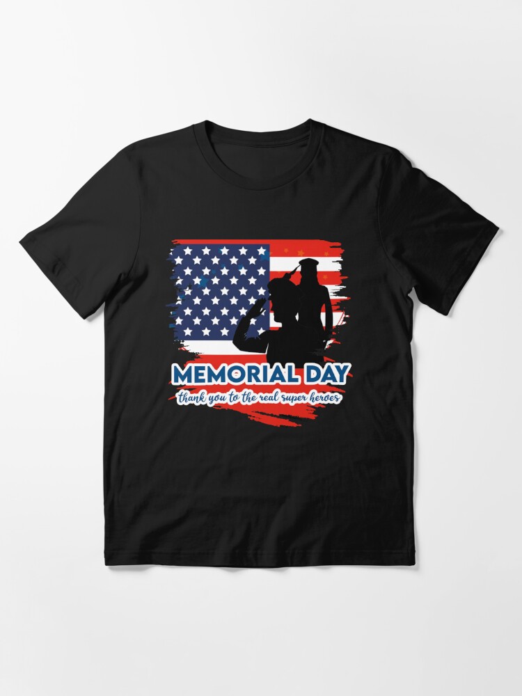 Memorial Day American flag . Happy Memorial Day | Baseball ¾ Sleeve T-Shirt