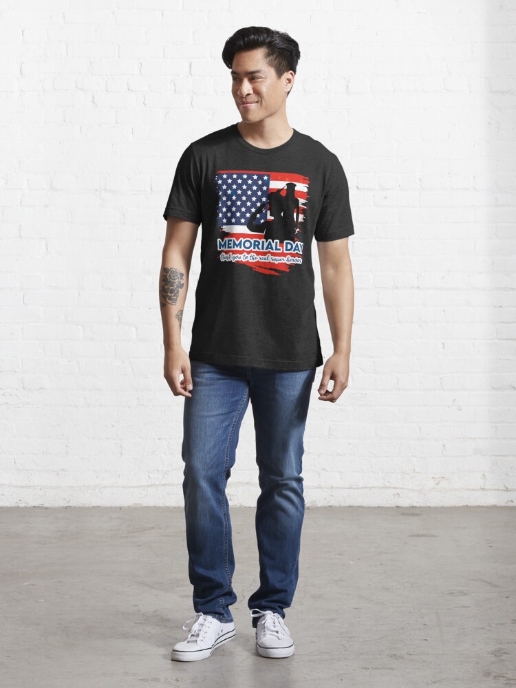 Memorial Day American flag . Happy Memorial Day | Baseball ¾ Sleeve T-Shirt