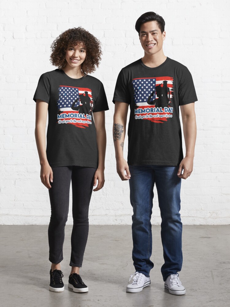 Memorial Day American flag . Happy Memorial Day | Baseball ¾ Sleeve T-Shirt