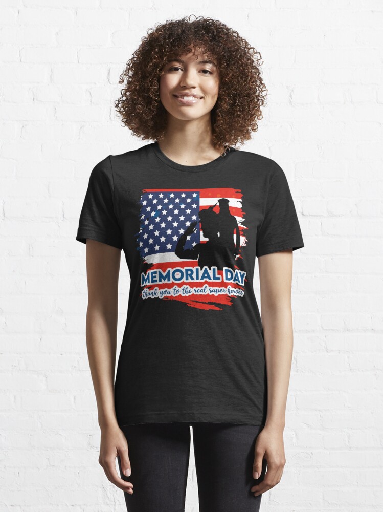 Memorial Day American flag . Happy Memorial Day | Baseball ¾ Sleeve T-Shirt