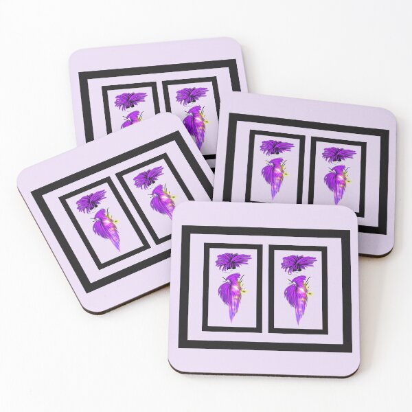 Item preview, Pretty and cute violet fairies framed with black borders on a cool contemporary lilac background. designed and sold by PetaJaneHome.