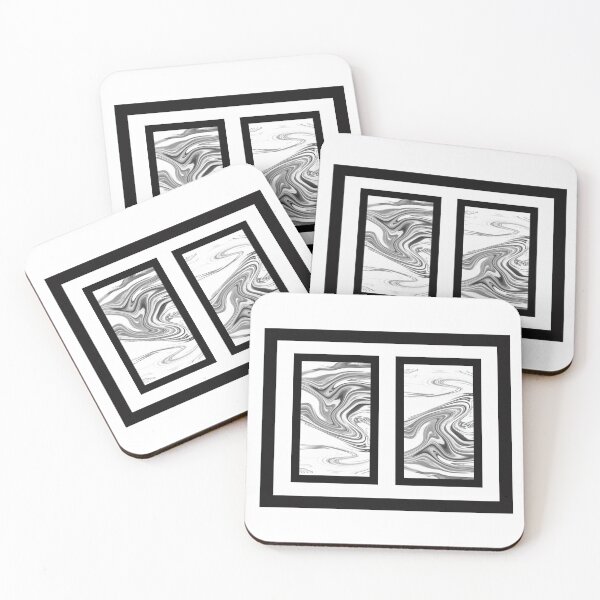 Item preview, Swirls of grey and black in black frames on cool white to give an instant designer look. designed and sold by PetaJaneHome.