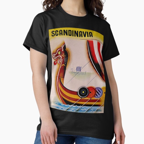 Item preview, Vintage Viking Scandinavia travel poster designed and sold by Glimmersmith.