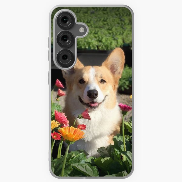Dapper the corgi with flowers Samsung Galaxy Soft Case