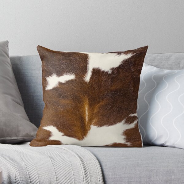 Brown Calf Cowhide Throw Pillow