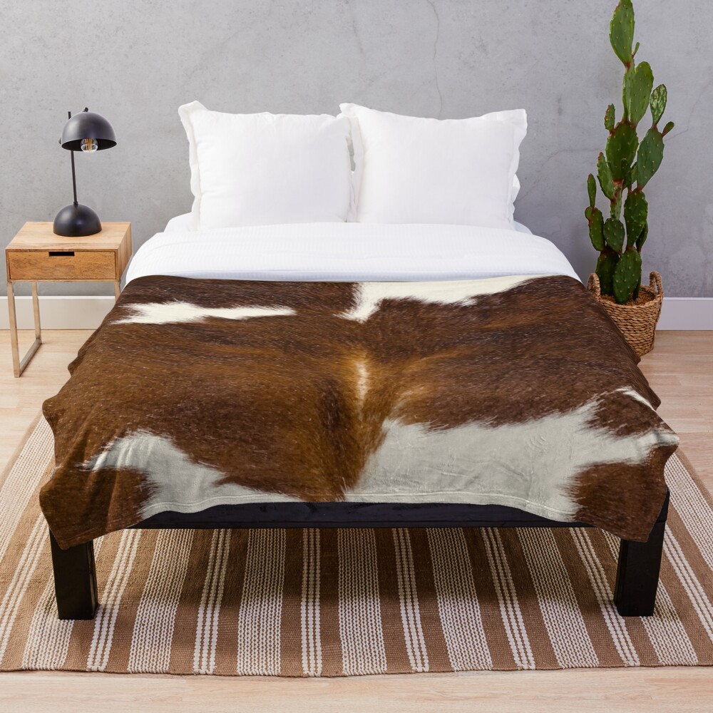 "Brown Calf Cowhide" Throw Blanket by cadinera Redbubble