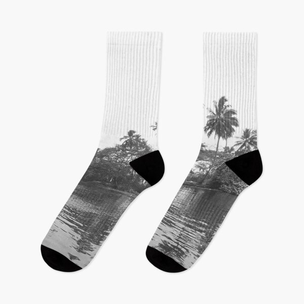 Item preview, Palm trees River Bank Grey Sacale Tropical Landscape, India designed and sold by worldways.