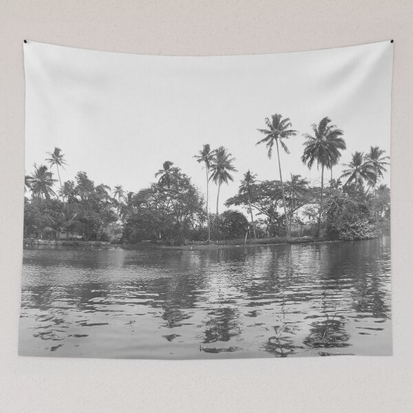 Item preview, Palm trees River Bank Grey Sacale Tropical Landscape, India designed and sold by worldways.