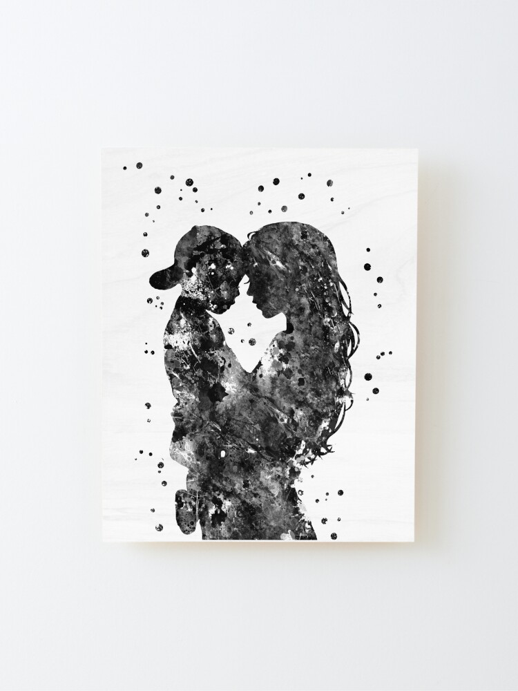 Alternate view of Mother and son, mother with son, love art Mounted Print