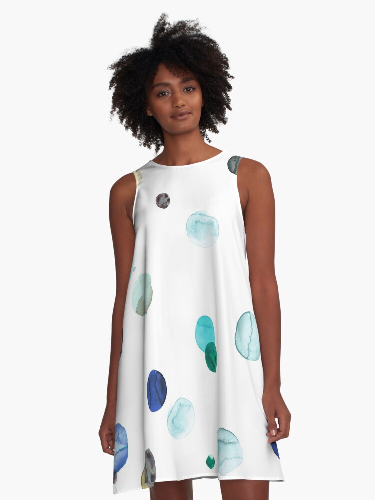 Watercolor Polka Dots - Geometric Dot Print - Blue