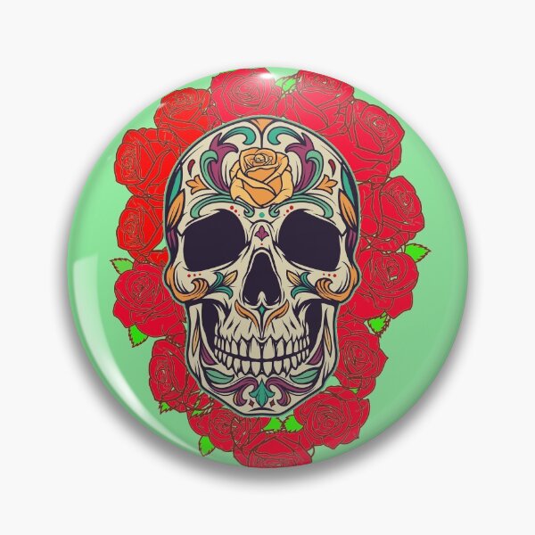 Item preview, skeleton skull,red flower roses  designed and sold by rashadat.