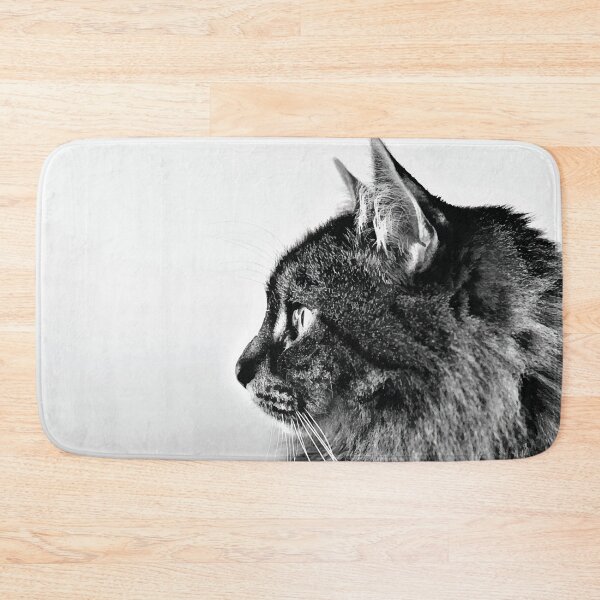 Item preview, Black and White Fluffy Cat Minimalist Profile designed and sold by StudioBlack.