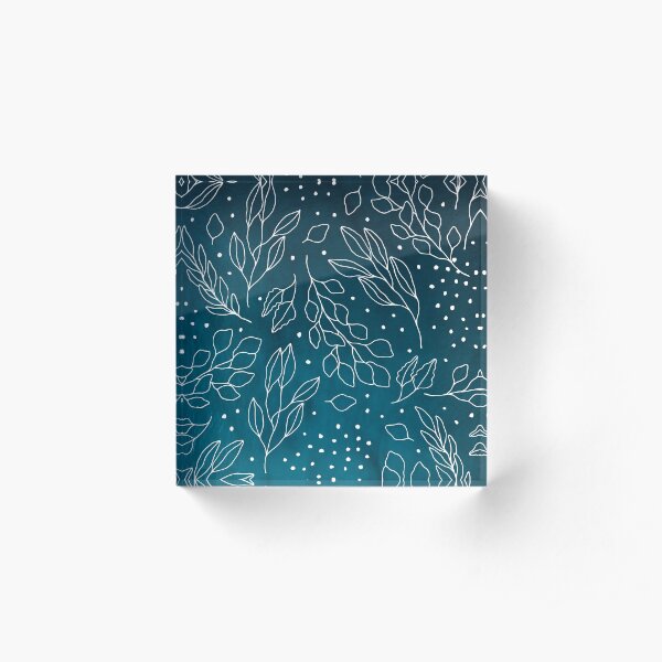 Leaf Pattern on a Night Sky Acrylic Block