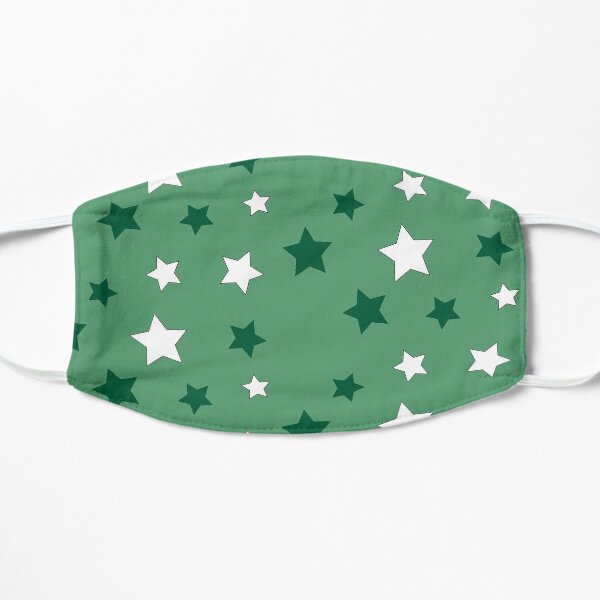 Green and White Stars Flat Mask
