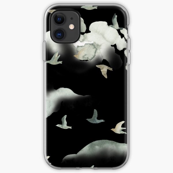 Bird Pattern on Black iPhone Soft Case