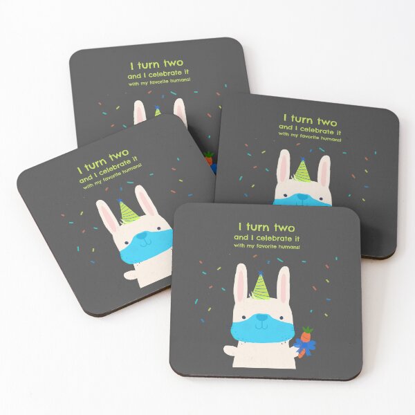 Item preview, Kids quarantine birthday party "I turn two and I celebrate it with my favorite humans" funny quote with bunny. Baby gift for virtual birthday party designed and sold by TamGustam.