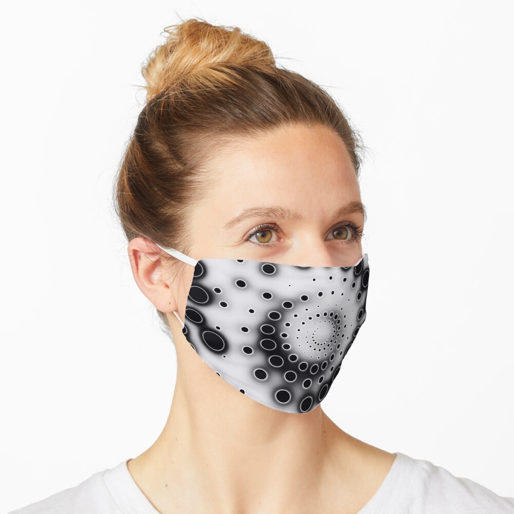 Black And White Spiral Circles Whorl Pattern Mask