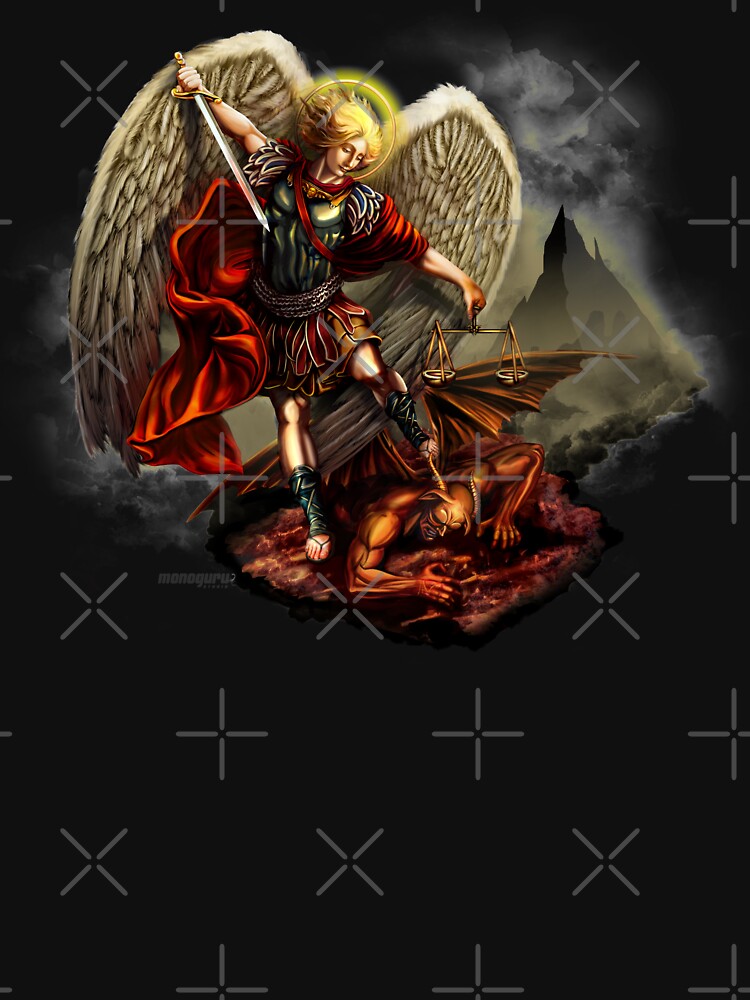 Thumbnail 7 of 7, Classic T-Shirt, Saint Michael Archangel against the Devil designed and sold by monoguru.