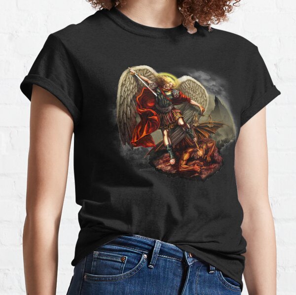 Vista previa del artículo con la obra «Saint Michael Archangel against the Devil», diseñado y vendido por monoguru.