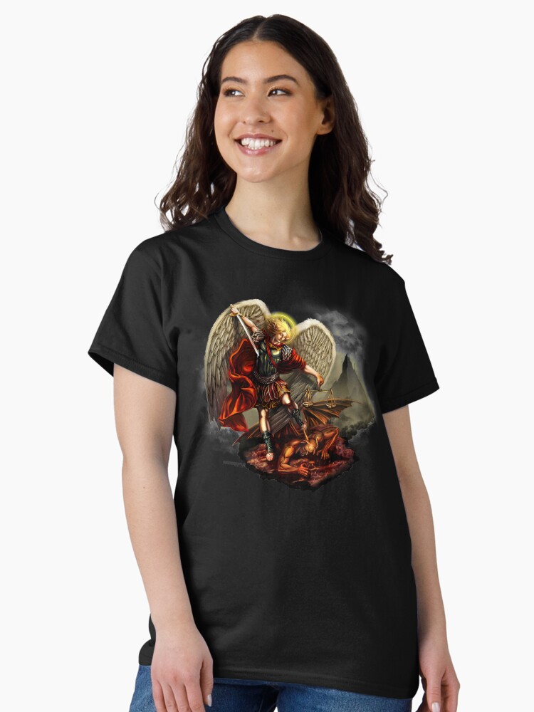Thumbnail 2 of 7, Classic T-Shirt, Saint Michael Archangel against the Devil designed and sold by monoguru.