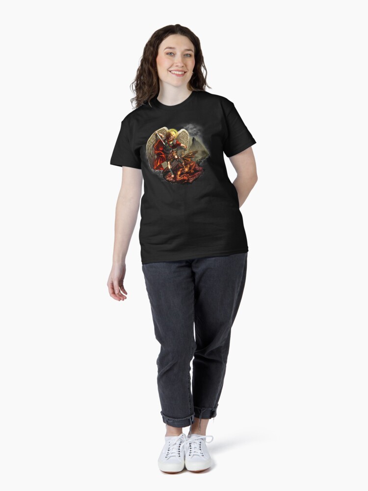 Thumbnail 4 of 7, Classic T-Shirt, Saint Michael Archangel against the Devil designed and sold by monoguru.
