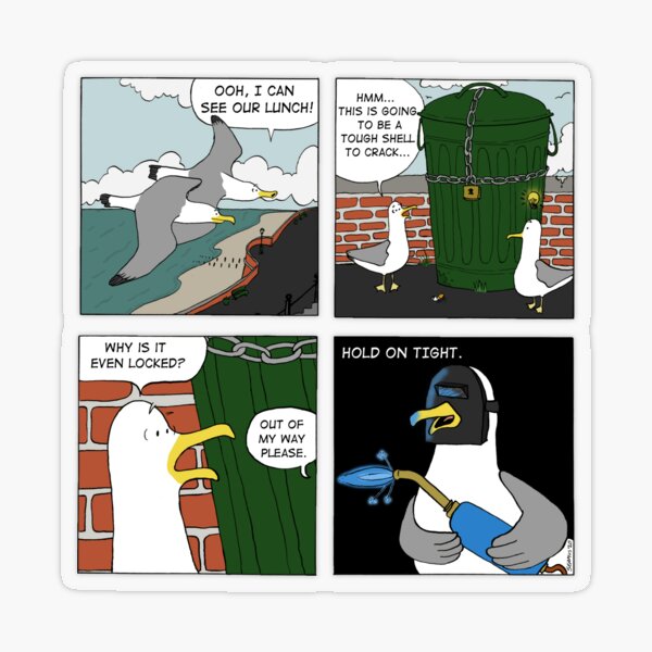 Seagull Cartoon 2 // Richard and James by Seppe Mussels (Me) Sticker for  Sale by seppemussels