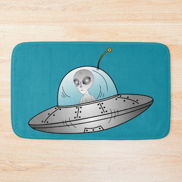 Artikelvorschau, Grauer Alien in einer fliegenden Untertasse entworfen und verkauft von Smaragdas.