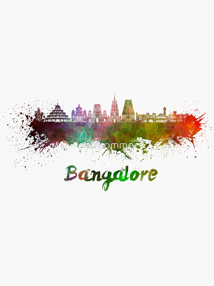 "Bangalore skyline in watercolor" Sticker for Sale by paulrommer