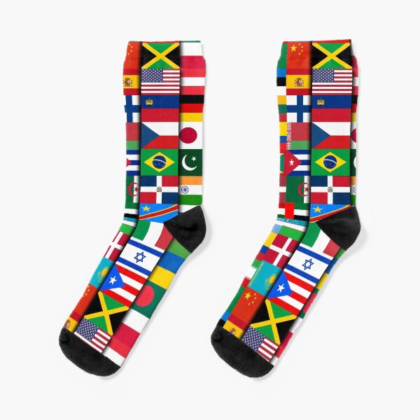 60 Flags of the Countries of the World, International Gift Socks