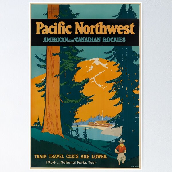 Item preview, Pacific Northwest vintage travel poster designed and sold by stickart-marek.
