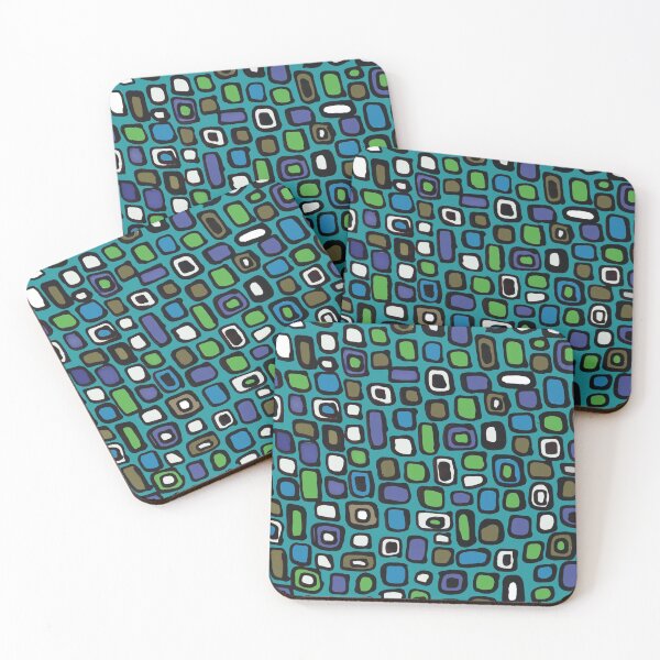 Item preview, Fifthties  Retro Geometric in Blue Brown and Green designed and sold by Leslie Rogers Todder.