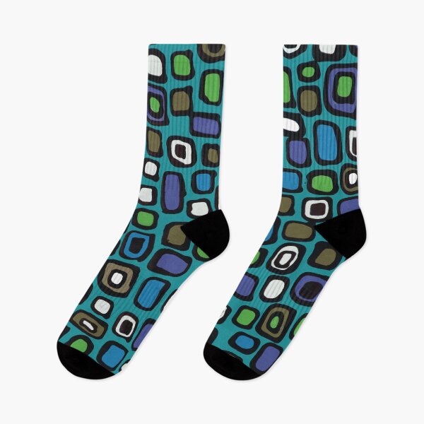 Item preview, Fifthties  Retro Geometric in Blue Brown and Green designed and sold by Leslie Rogers Todder.