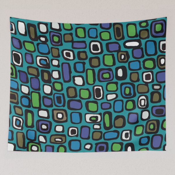 Item preview, Fifthties  Retro Geometric in Blue Brown and Green designed and sold by Leslie Rogers Todder.