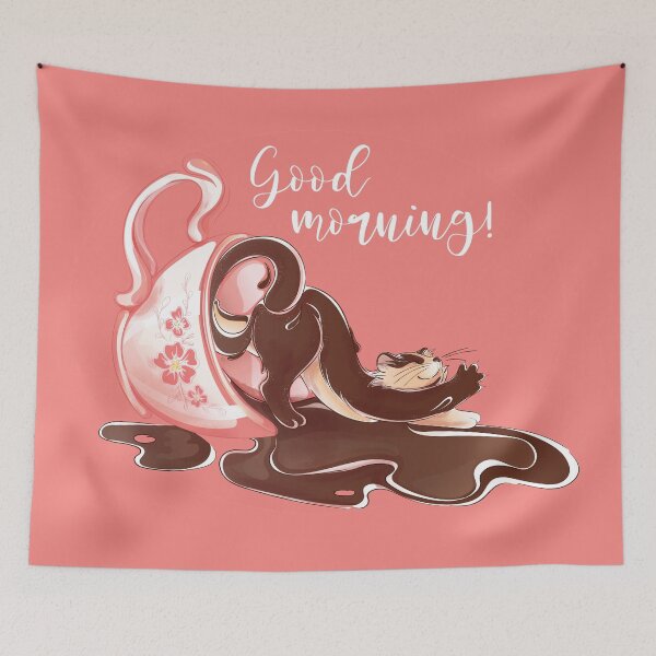 Item preview, It`s Coffee time, cat in coffee cup drinking coffee designed and sold by coffeeapparel.