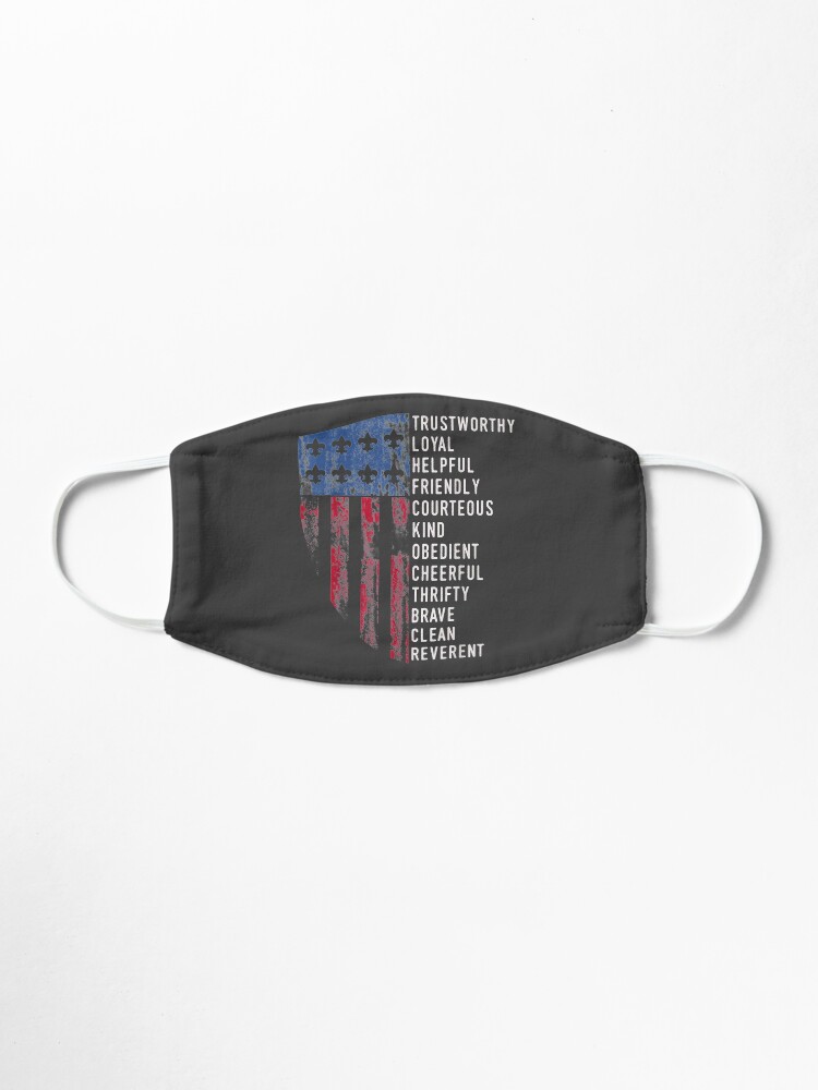 Alternate view of Vintage Scout Law | US America Flag Scouting Law Mask