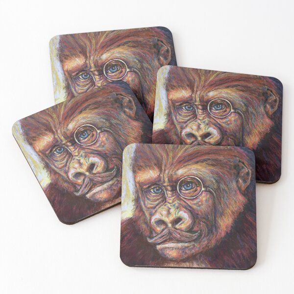 Item preview, Gorilla w Mustache and Monocle- Original Painting by Kraken Sky designed and sold by KrakenSky.