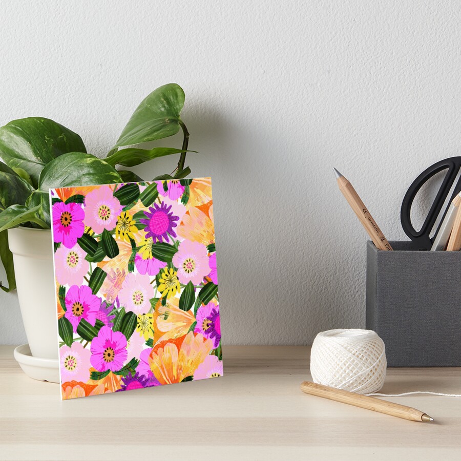 Colourful, Bright and Happy Flowers Art Board Print