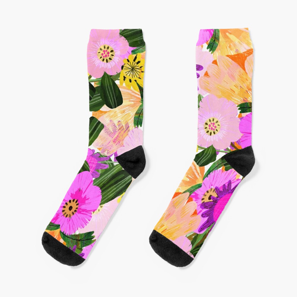 Colourful, Bright and Happy Flowers Socks