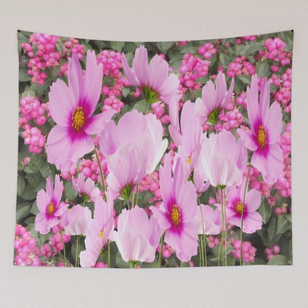 Item preview, PINK COSMOS FLOWERS & BERRIES GARDEN ART designed and sold by sharlesart.