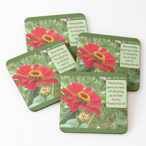 Item preview, Proverbs 4:23 with Red Zinnia designed and sold by Linda Walsh.