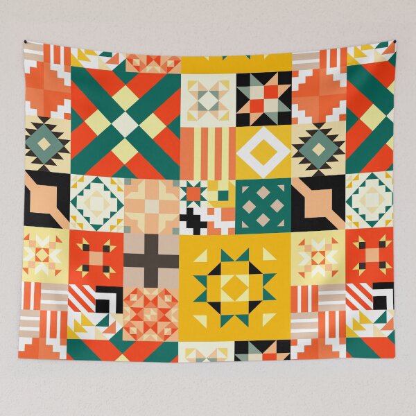 Item preview, Colorful Abstract Geometric Cube Collage Pattern Design  designed and sold by chrismanubag.