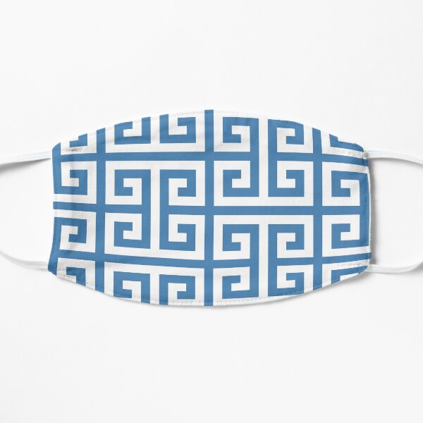 White and Steel Blue Greek Key Mask