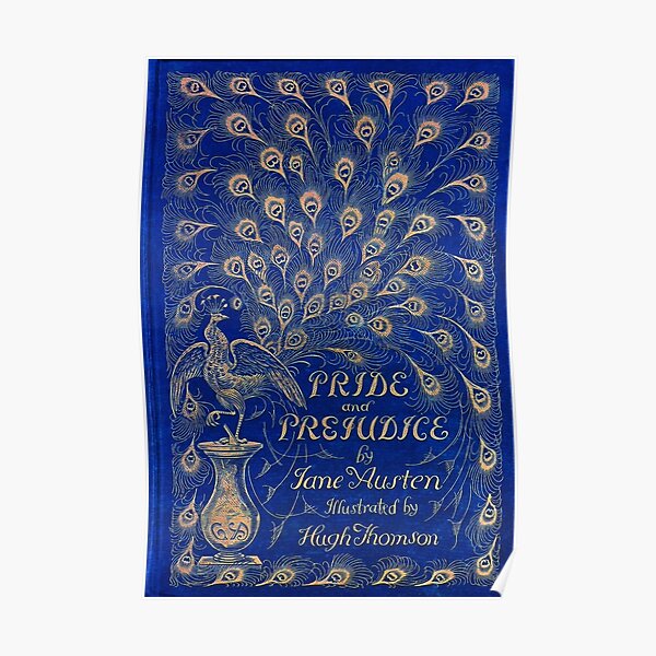 Pride and Prejudice, 1894 Peacock Cover in Blue Poster