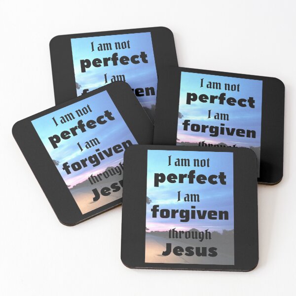 Item preview, I am not perfect I am forgiven through Jesus - with beautiful sunrise background and black border designed and sold by AnnaBBS.
