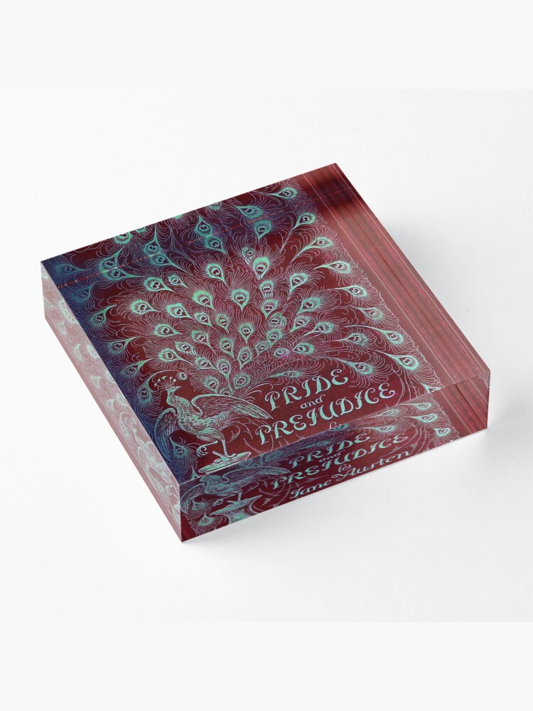 Alternate view of Pride and Prejudice, 1894 Peacock Cover in Red Acrylic Block